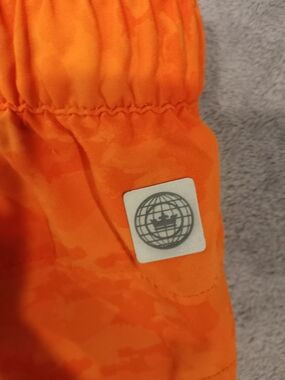 Peter Millar Orange Swim Trunks with Navy Logo Size Medium